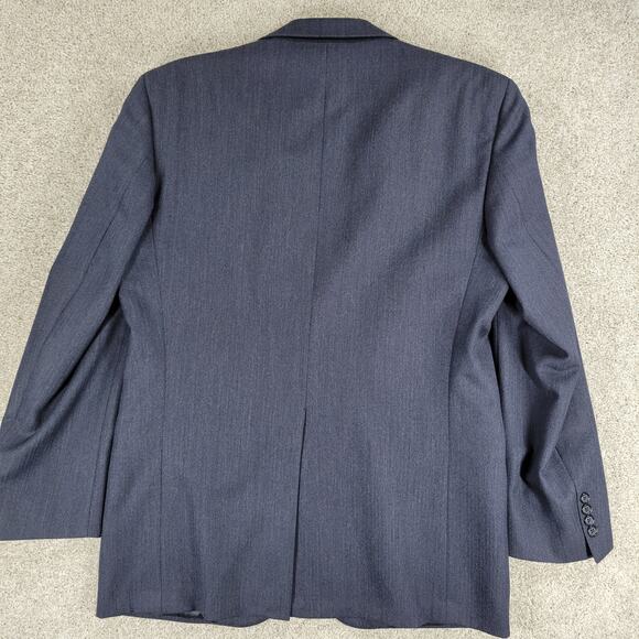 Vintage Burberrys Tuxedo Mens Blue Micro Herringbone Wool 3 Button Formal Suit - Picture 7 of 16